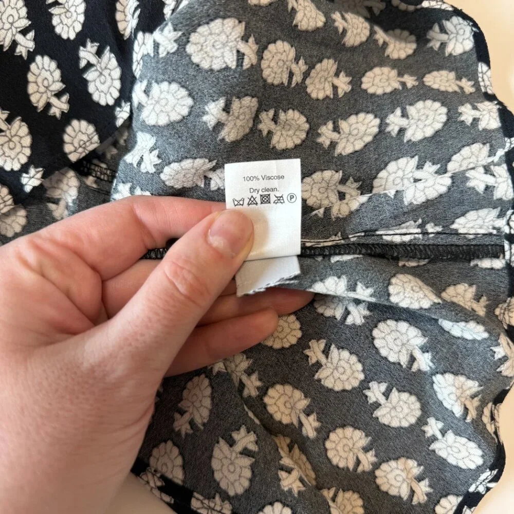 Madewell Ruffle Tank in Bloomstamp Black and White Print Peplum Size L - Picture 6 of 7